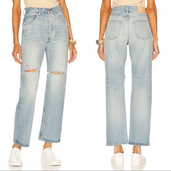 MOUSSY VINTAGE MV Teaneck Wide Straight Jeans size 24” in light/Blue - Picture 4 of 12